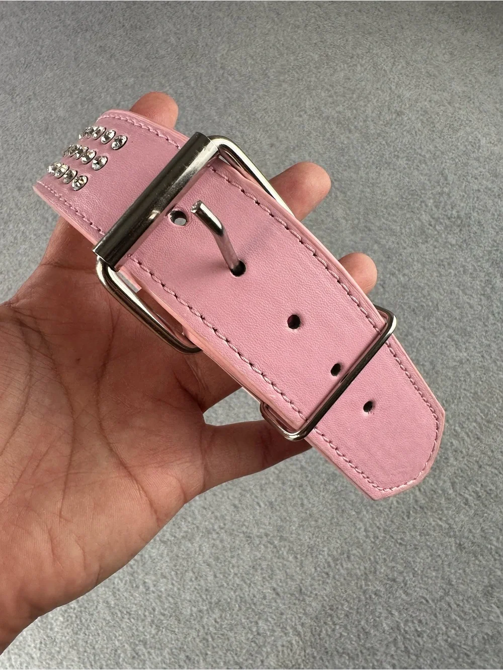 Bling Rhinestone Pink Dog Collar Adjustable